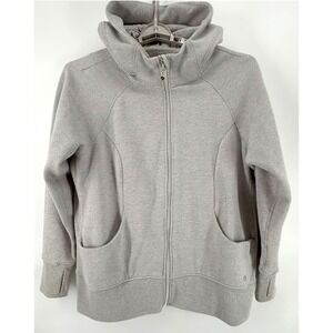 90 Degree Women By Flex Full Zip Hooded Sweatshirt 1X Heather Gray Thumb Hole